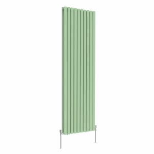 Norden 1800 x 591mm Pastel Green Double Oval Column Vertical Designer Radiator