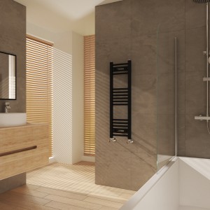Fjord 1000 x 300mm Curved Black Heated Towel Rail