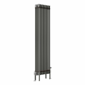 Bern 1500 x 380mm Raw Metal Four Column Vertical Traditional Radiator