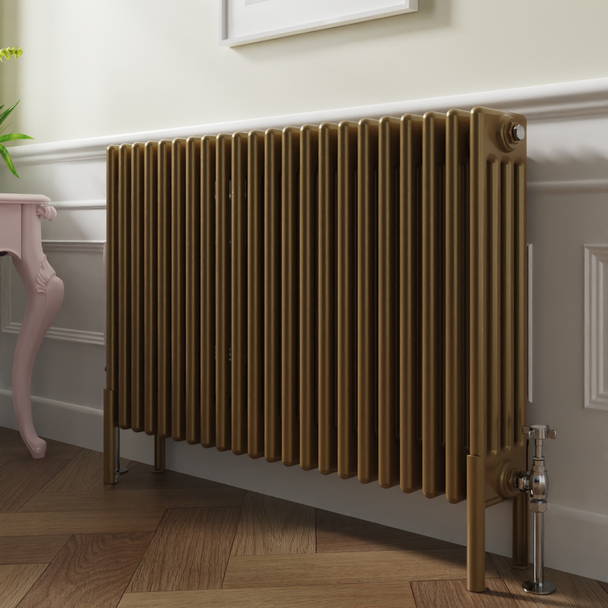 Bern 600 x 1010mm Traditional Metallic Gold Horizontal Four Column Radiator