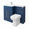 Calm Matt Blue Left Hand Combination Vanity Unit Basin L Shape with Back to Wall RAK Origin Toilet & Soft Close Seat & Concealed Cistern - 1100mm