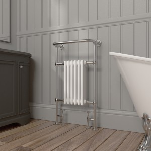 Salzburg Traditional Victorian 952 x 568mm Chrome & White Towel Rail Radiator