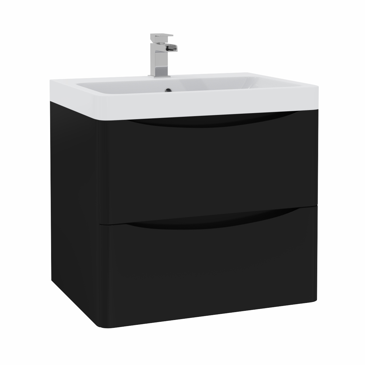 Avon Black Wall Hung Basin Drawer Vanity Unit - 600mm