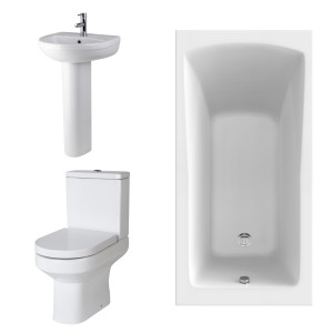 Calgary Modern Bathroom Suite with Single Ended Bath - 1400 x 700mm