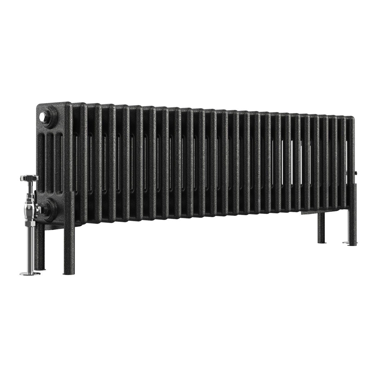 Bern 300 x 1190mm Black Silver Four Column Horizontal Traditional Radiator