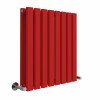 Lulea 600 x 550mm Signal Red Double Flat Panel Horizontal Designer Radiator