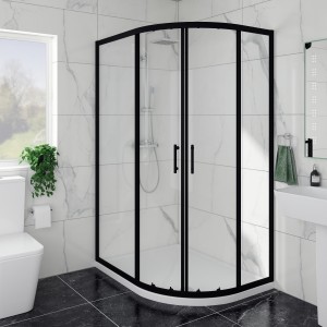 Ennerdale - 1200 x 900mm Offset Quadrant Shower Enclosure - Black (Reversible Left/Right)