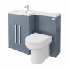 Calm Gloss Grey Left Hand Combination Vanity Unit Basin L Shape with Back to Wall Calgary Toilet & Soft Close Seat & Concealed Cistern - 1100mm