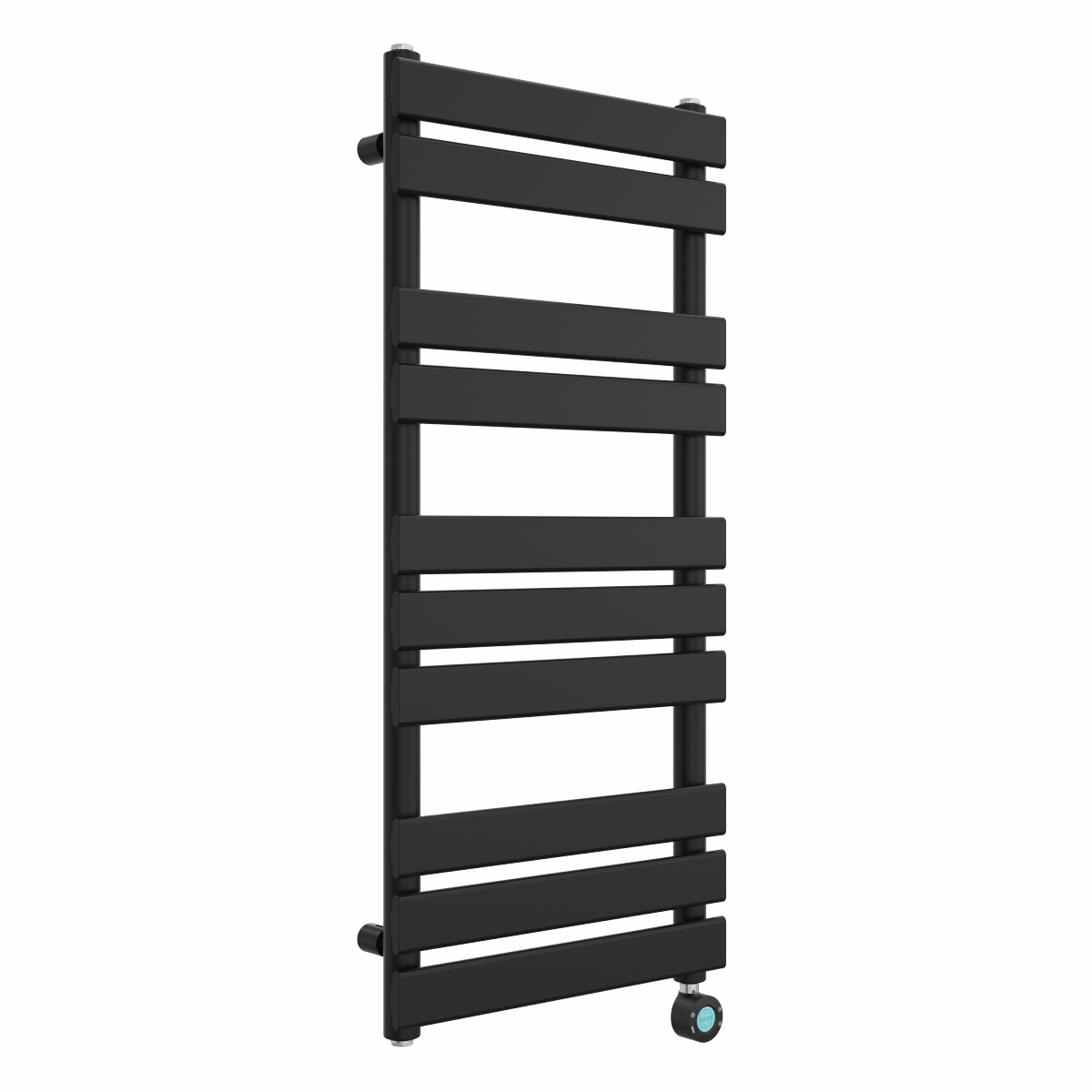 Juva 1000 x 450mm Satin Black Flat Panel Thermostatic Touch Control Electric Heated Towel Rail