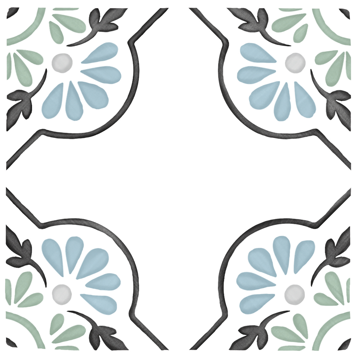 Tanger Blue Petals 123x123 - 0.51sqm - 34 - Box Qty