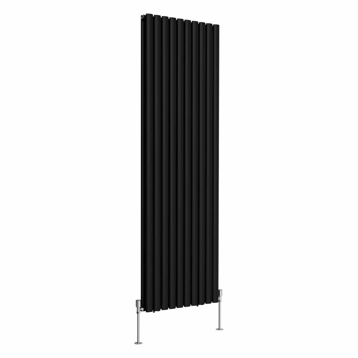 Norden 1800 x 591mm Black Double Vertical Oval Tube Designer Radiator
