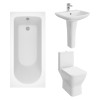 Feel Curved Modern Bathroom Suite with Essential Single Ended Bath - Choice of Bath Size, Bath Panel and Toilet Type