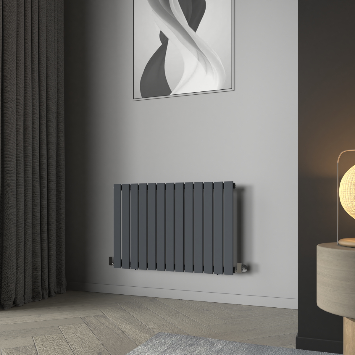 Karlstad 600 x 886mm Anthracite Single Horizontal Flat Panel Designer Radiator