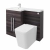 Calm Grey Left Hand Combination Vanity Unit Basin L Shape with Back to Wall Cordoba Square Toilet & Soft Close Seat & Concealed Cistern - 1100mm
