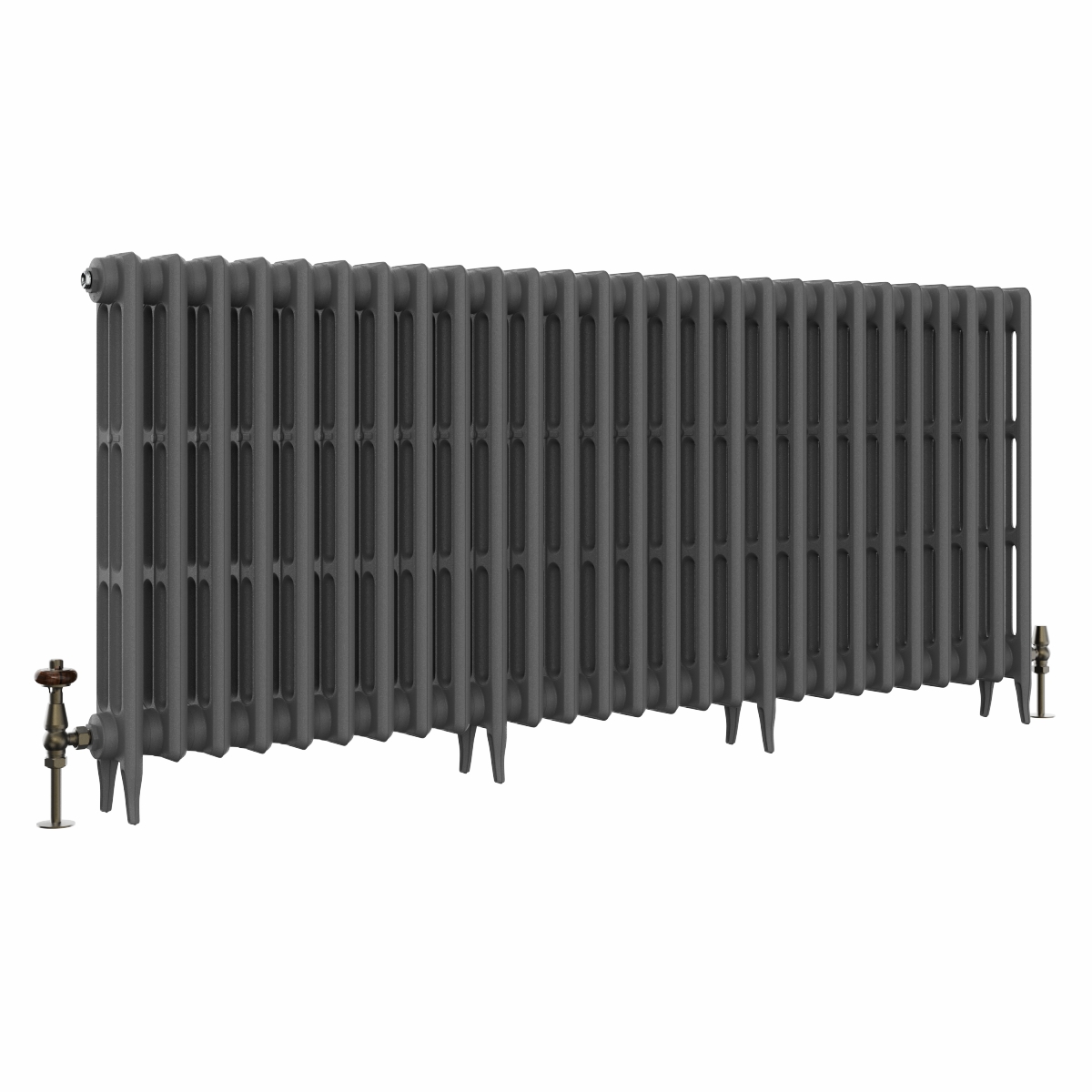 Classic  745 x 1708mm Farrow & Ball Railings Grey Triple Column Cast Iron Radiator - 27 Sections