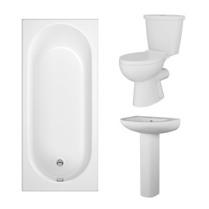 Splash - Modern Bathroom Suite with Single Ended Bath - Choice of Size