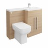 Calm Light Oak Right Hand Combination Vanity Unit Basin L Shape with Back to Wall Feel 600 Toilet & Soft Close Seat & Concealed Cistern - 1100mm