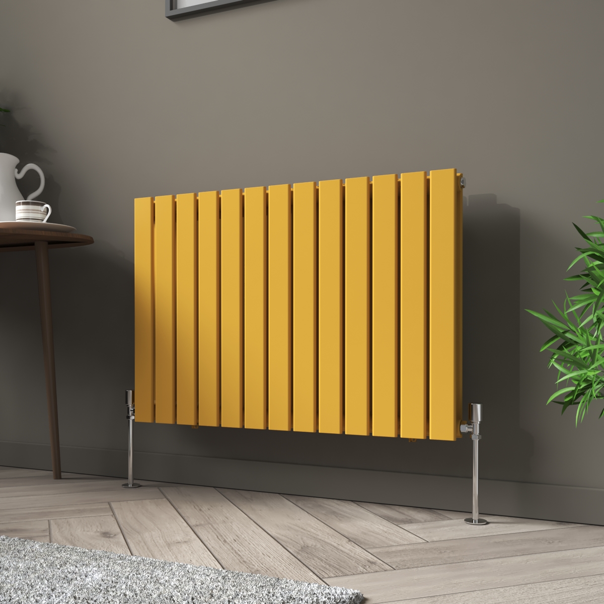Karlstad 600 x 886mm Zinc Yellow Double Horizontal Flat Panel Designer Radiator