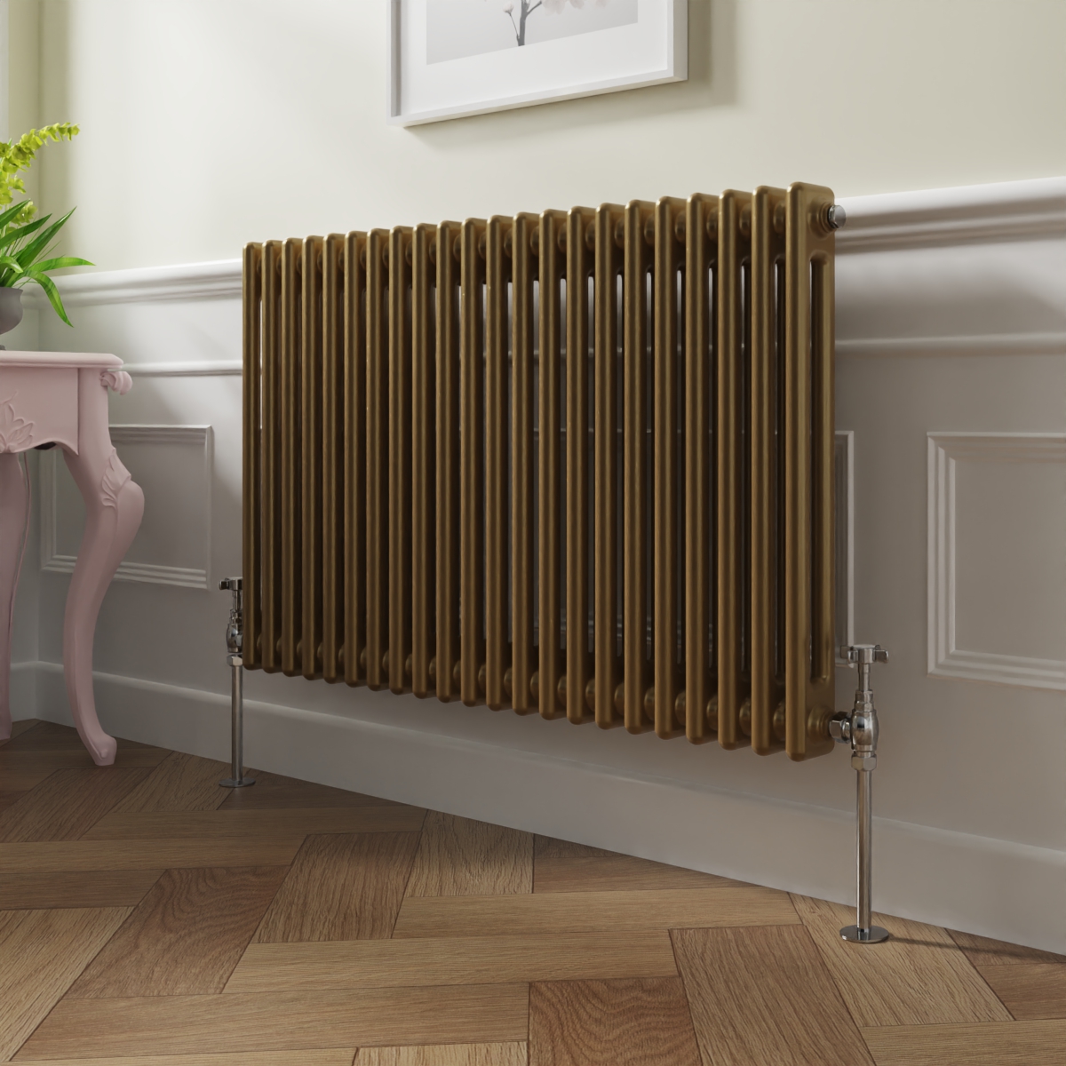 Bern 600 x 1010mm Metallic Gold Double Horizontal Column Radiator
