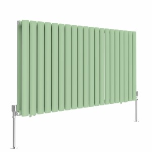 Norden 600 x 1181mm Pastel Green Double Oval Column Horizontal Designer Radiator