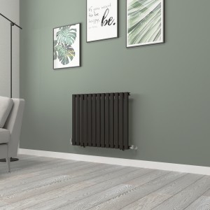 Norden 600 x 768mm Black Single Horizontal Oval Tube Designer Radiator