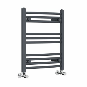 Fjord 600 x 500mm Curved Anthracite Heated Towel Rail