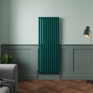 Norden 1600 x 591mm Blue Green Single Oval Column Vertical Designer Radiator