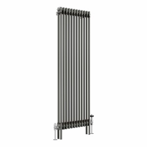 Bern 1500 x 560mm Raw Metal Double Column Vertical Traditional Radiator
