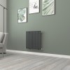 Norden 600 x 591mm Anthracite Single Horizontal Oval Tube Designer Radiator