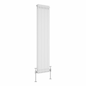 Bern 1500 x 380mm White Double Column Vertical Traditional Radiator