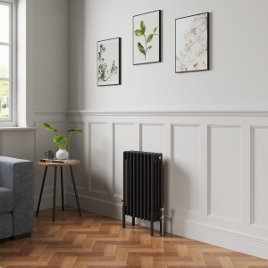Bern 600 x 425mm Black Four Column Horizontal Traditional Radiator