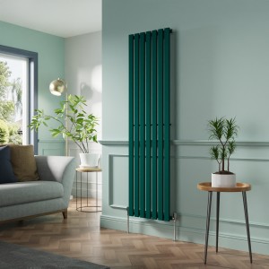 Lulea 1800 x 480mm Blue Green Single Flat Panel Vertical Designer Radiator