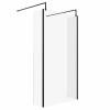 Wasdale 1100mm Black Walk Through Wet Room Screen with 300mm Hinged Return Screens & L- Shape Support Arms