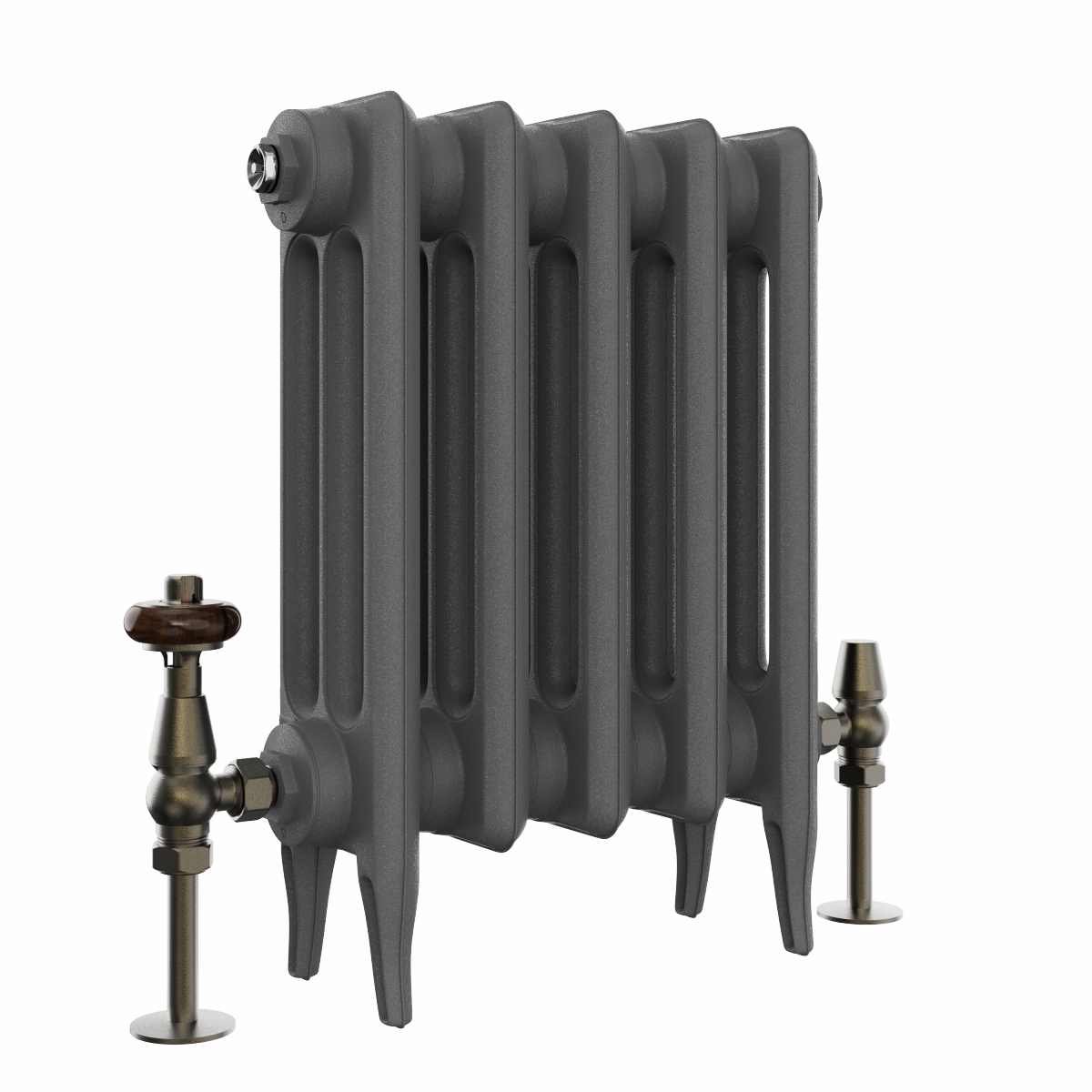 Classic  450 x 344mm  Farrow & Ball Railings Grey Triple Column Cast Iron Radiator - 5 Sections