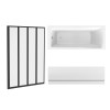 Sawley 1700 x 700mm Straight Bath Single Ended with Front Panel and Black Folding Bath Screen