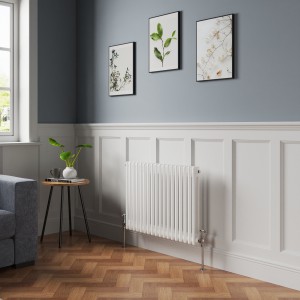 Bern 600 x 830mm White Double Column Horizontal Traditional Radiator