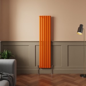 Norden 1600 x 355mm Bright Orange Single Oval Column Vertical Designer Radiator