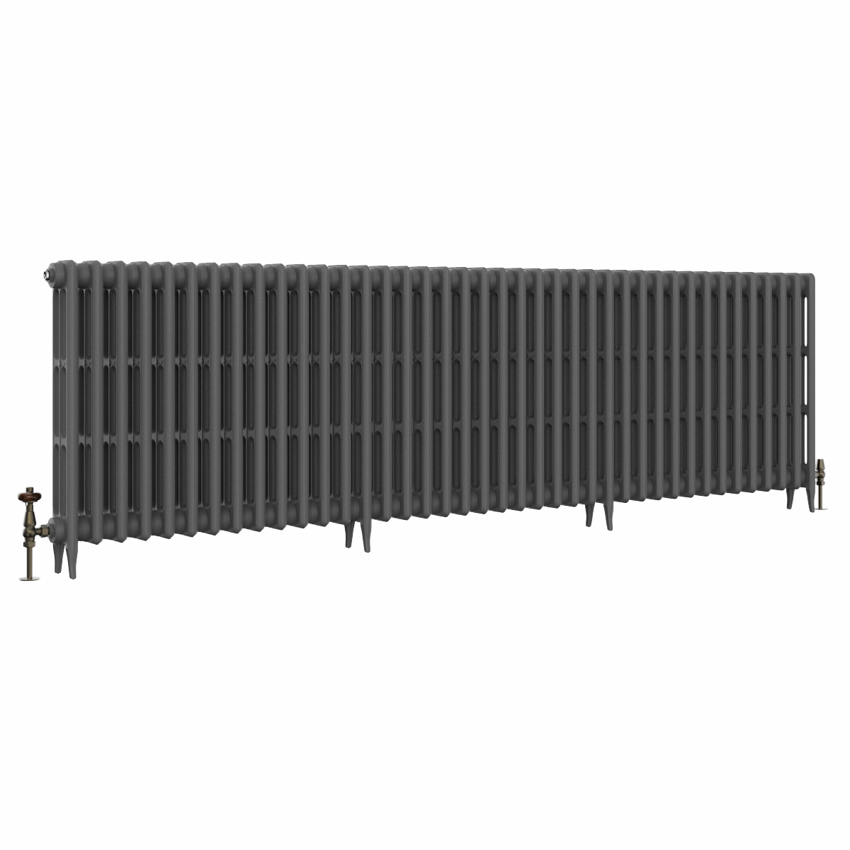 Classic  745 x 2514mm Farrow & Ball Railings Grey Triple Column Cast Iron Radiator - 40 Sections