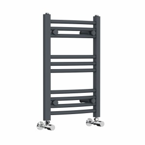 Fjord 600 x 400mm Curved Anthracite Heated Towel Rail