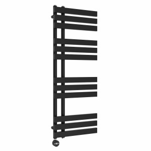 Koli 1200 x 450mm Black Thermostatic Touch Control Electric Heated Towel Rail