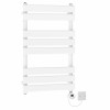 Juva 800 x 500mm White Flat Panel Electric Towel Rail with White LCD Display Thermostatic Element