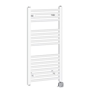 Bergen 900 x 450mm Straight White Thermostatic Electric Heated Towel Rail