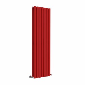 Lulea 1600 x 480mm Signal Red Double Flat Panel Vertical Designer Radiator