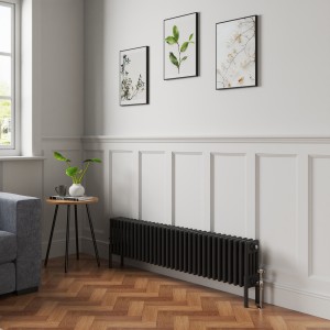 Bern 300 x 1460mm Black Four Column Horizontal Traditional Radiator