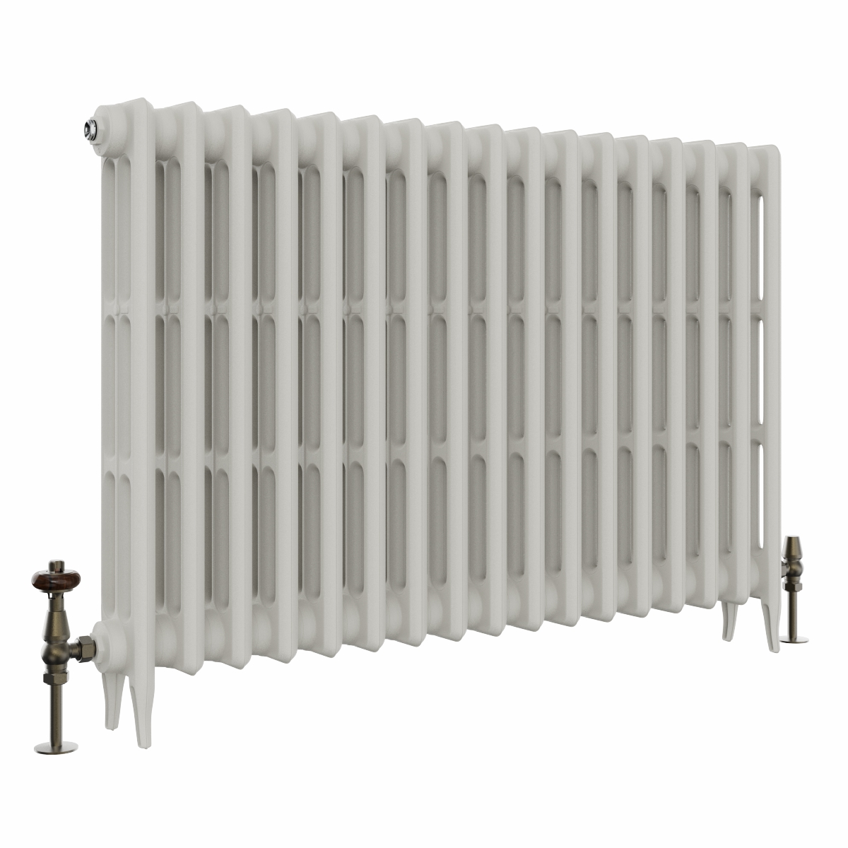 Classic  745 x 1088mm Porcelain White Triple Column Cast Iron Radiator - 17 Sections