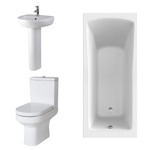 Calgary Modern Bathroom Suite with Single Ended Bath - 1600 x 700mm