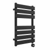 Juva 650 x 400mm Satin Black Flat Panel Thermostatic Touch Control Electric Heated Towel Rail
