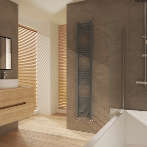 Fjord 1800 x 300mm Curved Anthracite Heated Towel Rail