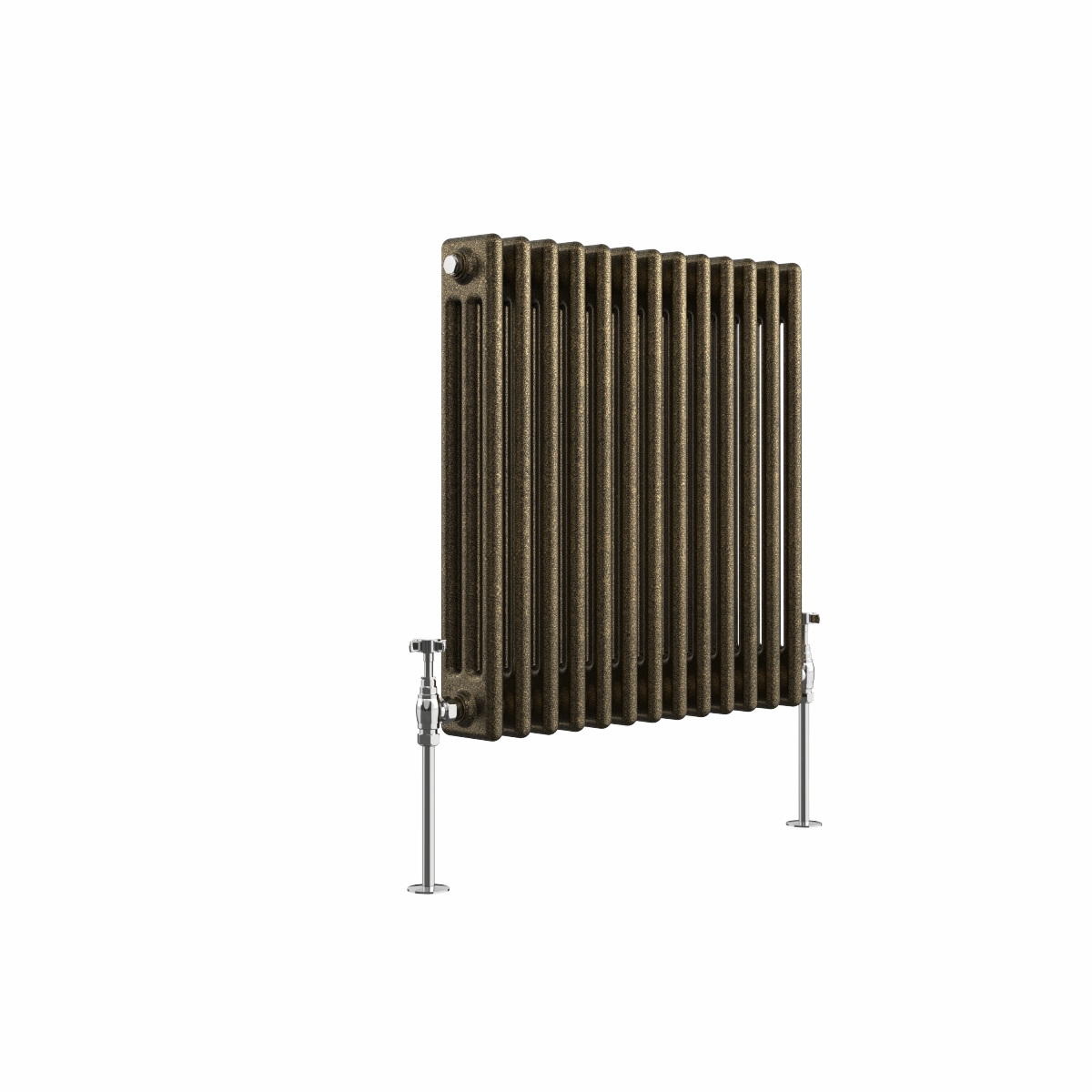 Bern 600 x 605mm Black Gold Triple Column Horizontal Traditional Radiator