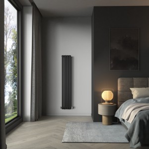 Karlstad - Black Vertical Flat Panel Designer Radiator- Choice of Height & Width